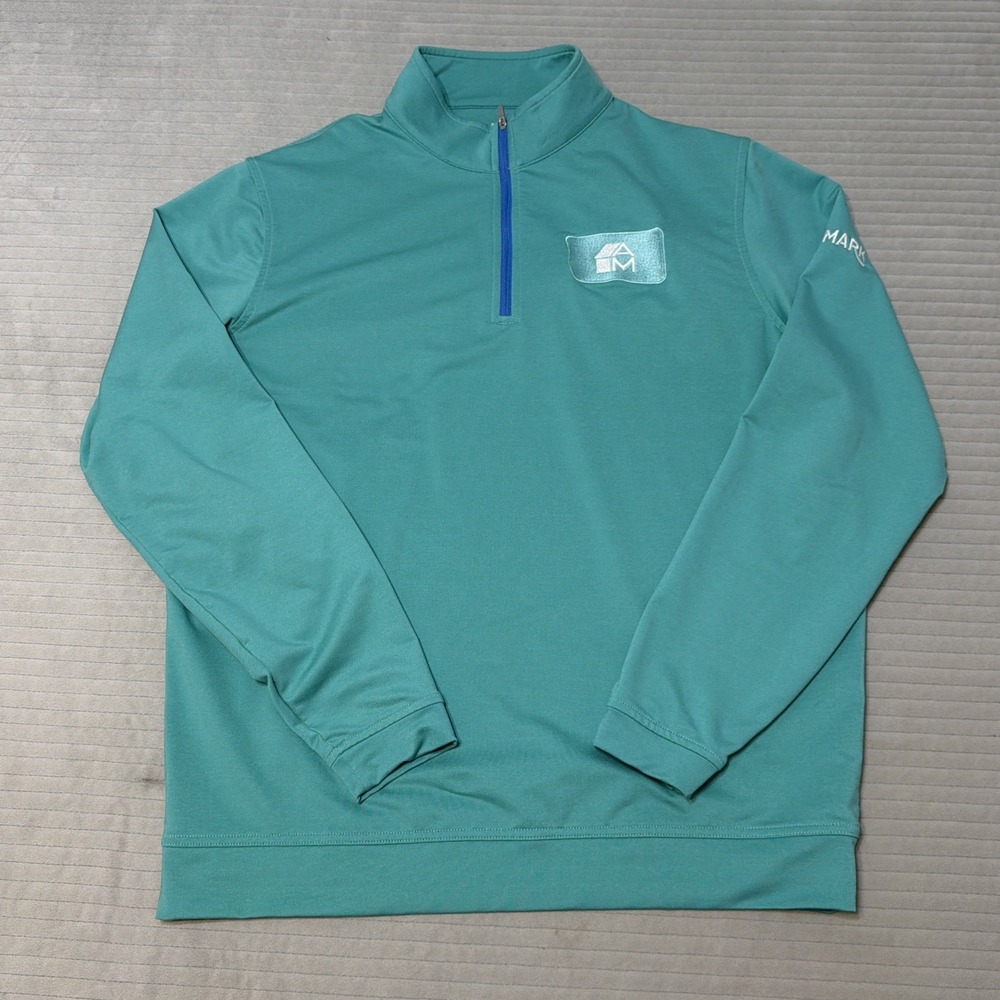 Peter Millar Perth Performance 1/4 Zip Pullover Mens Large Mint Green LOGO